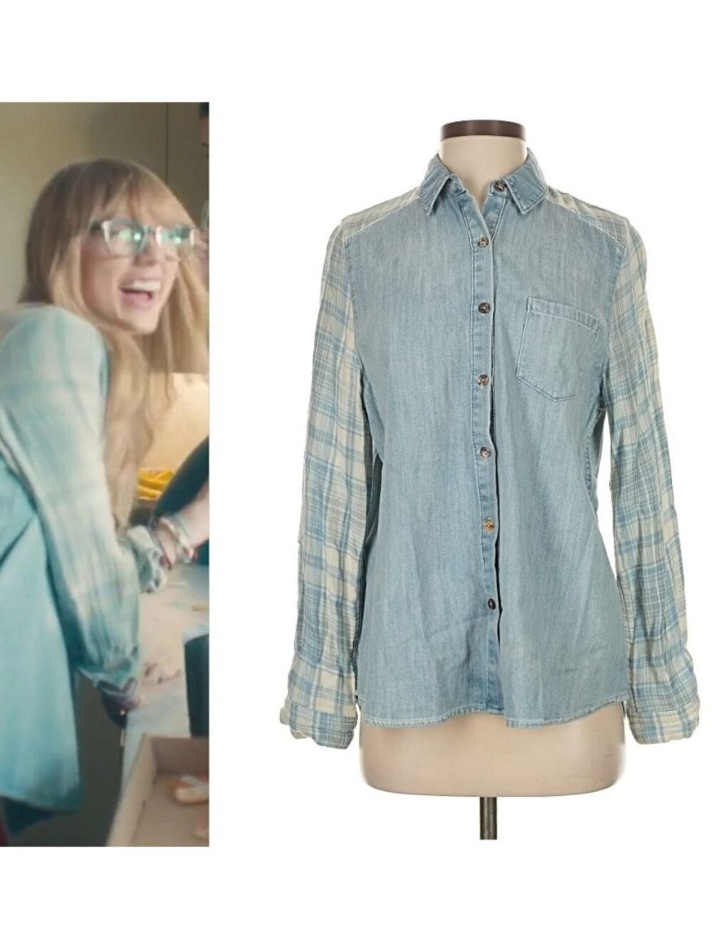 ASO TAYLOR SWIFT Red Era 22 Video Plaid Denim Flannel Shirt Top UK 6 US 2 RARE